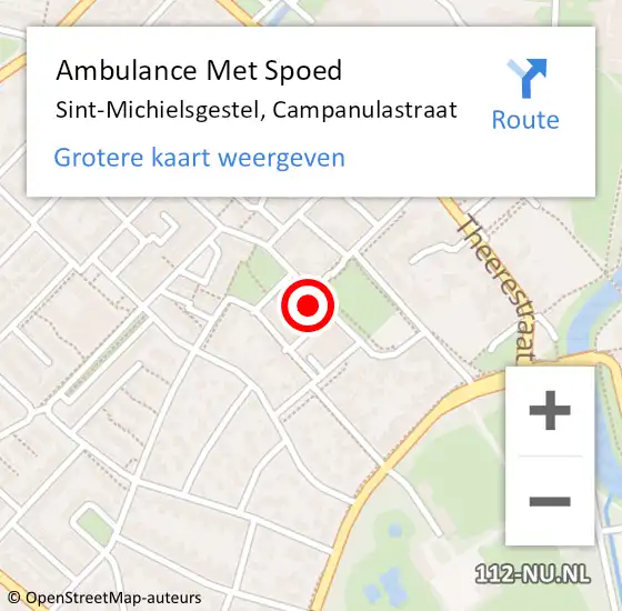 Locatie op kaart van de 112 melding: Ambulance Met Spoed Naar Sint-Michielsgestel, Campanulastraat op 19 augustus 2017 07:51