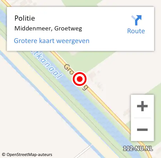Locatie op kaart van de 112 melding: Politie Middenmeer, Groetweg op 19 augustus 2017 09:36
