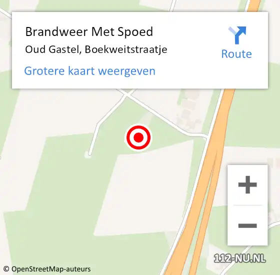 Locatie op kaart van de 112 melding: Brandweer Met Spoed Naar Oud Gastel, Boekweitstraatje op 19 augustus 2017 10:07