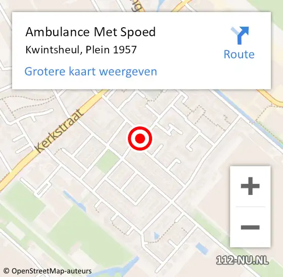 Locatie op kaart van de 112 melding: Ambulance Met Spoed Naar Kwintsheul, Plein 1957 op 19 augustus 2017 10:25