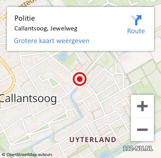 Locatie op kaart van de 112 melding: Politie Callantsoog, Jewelweg op 19 augustus 2017 10:39