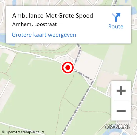 Locatie op kaart van de 112 melding: Ambulance Met Grote Spoed Naar Arnhem, Loostraat op 19 augustus 2017 10:56