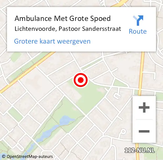 Locatie op kaart van de 112 melding: Ambulance Met Grote Spoed Naar Lichtenvoorde, Pastoor Sandersstraat op 19 augustus 2017 10:57