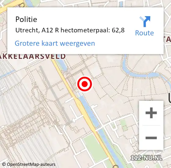 Locatie op kaart van de 112 melding: Politie Utrecht, A27 R hectometerpaal: 80,1 op 19 augustus 2017 11:05