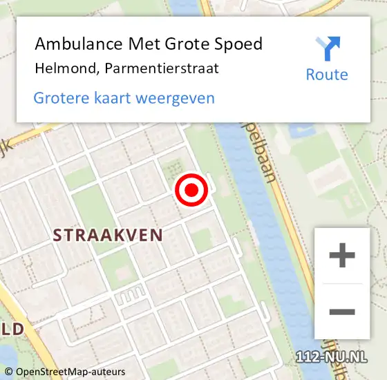 Locatie op kaart van de 112 melding: Ambulance Met Grote Spoed Naar Helmond, Parmentierstraat op 19 augustus 2017 11:15