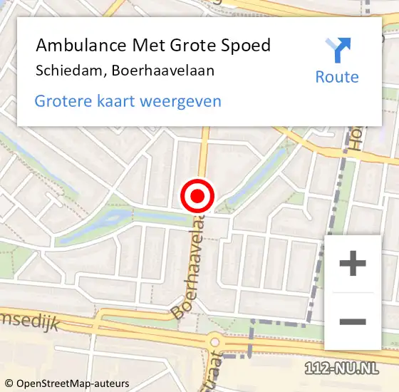 Locatie op kaart van de 112 melding: Ambulance Met Grote Spoed Naar Schiedam, Boerhaavelaan op 19 augustus 2017 11:34