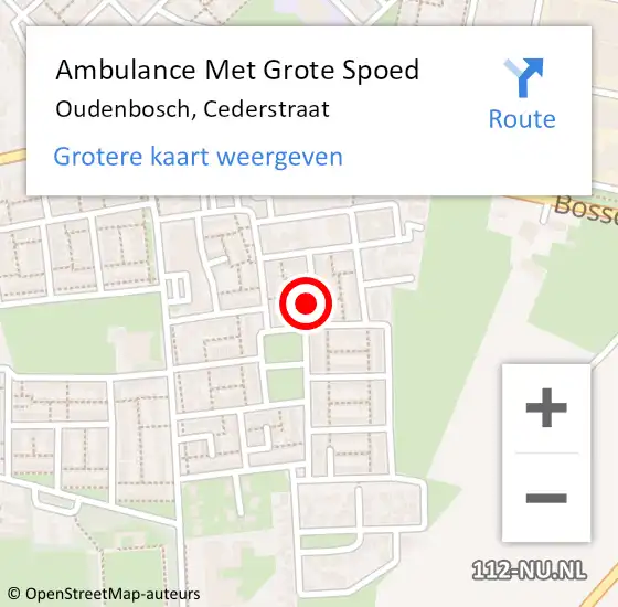 Locatie op kaart van de 112 melding: Ambulance Met Grote Spoed Naar Oudenbosch, Cederstraat op 19 augustus 2017 11:48