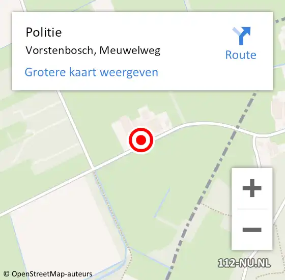 Locatie op kaart van de 112 melding: Politie Vorstenbosch, Meuwelweg op 19 augustus 2017 12:06