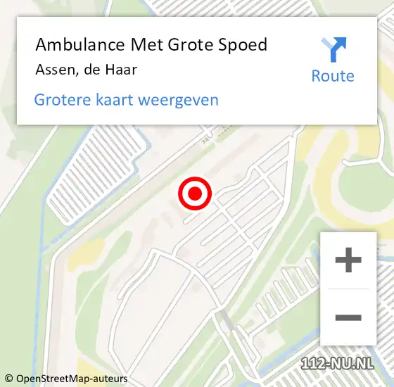 Locatie op kaart van de 112 melding: Ambulance Met Grote Spoed Naar Assen, de Haar op 19 augustus 2017 12:48