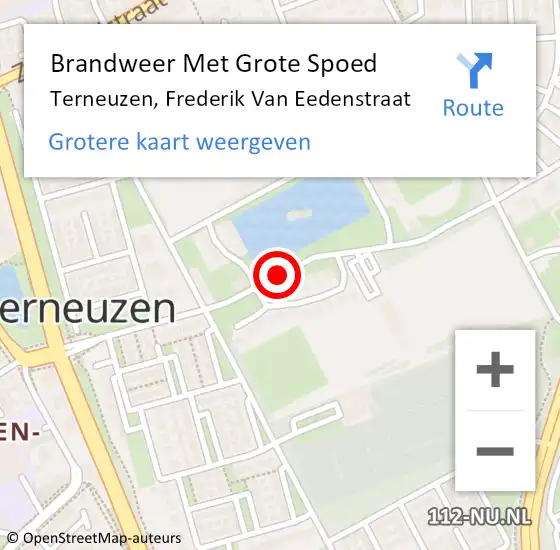 Locatie op kaart van de 112 melding: Brandweer Met Grote Spoed Naar Terneuzen, Frederik Van Eedenstraat op 19 augustus 2017 13:04