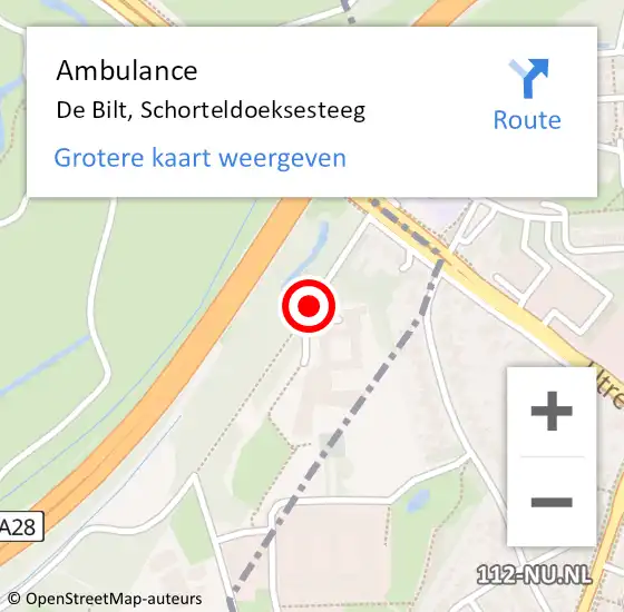 Locatie op kaart van de 112 melding: Ambulance De Bilt, Schorteldoeksesteeg op 19 augustus 2017 13:08