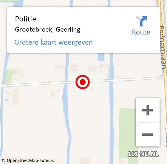 Locatie op kaart van de 112 melding: Politie Grootebroek, Geerling op 19 augustus 2017 13:13