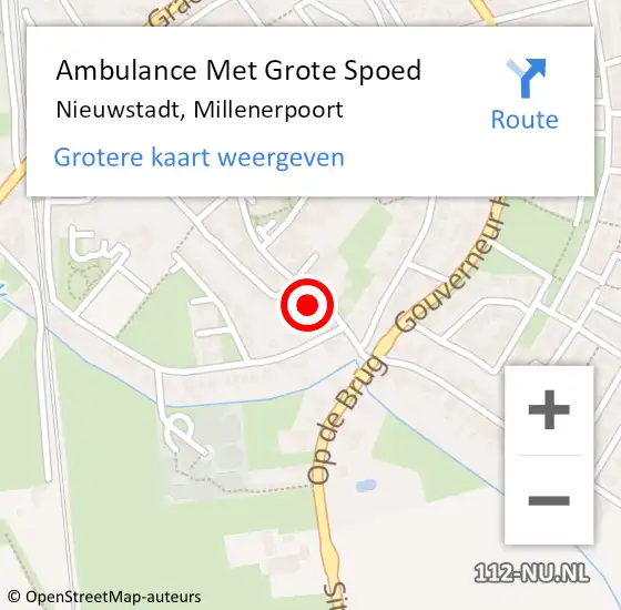 Locatie op kaart van de 112 melding: Ambulance Met Grote Spoed Naar Nieuwstadt, Millenerpoort op 19 augustus 2017 13:21