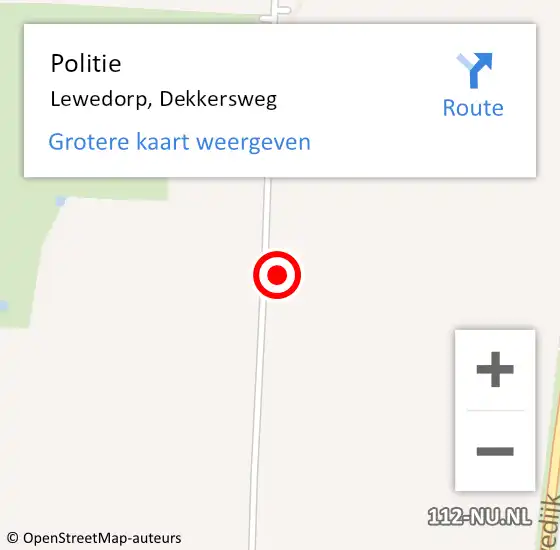 Locatie op kaart van de 112 melding: Politie Lewedorp, Dekkersweg op 19 augustus 2017 13:30