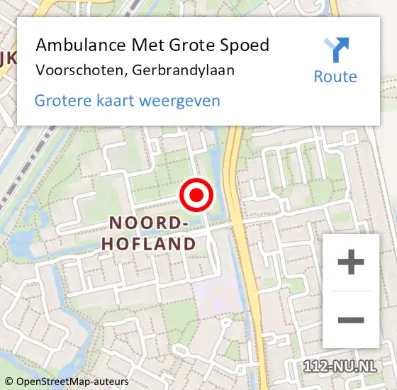 Locatie op kaart van de 112 melding: Ambulance Met Grote Spoed Naar Voorschoten, Gerbrandylaan op 19 augustus 2017 14:01