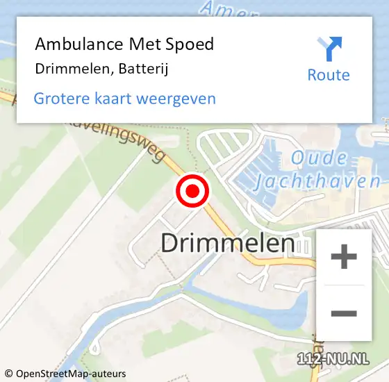 Locatie op kaart van de 112 melding: Ambulance Met Spoed Naar Drimmelen, Batterij op 19 augustus 2017 14:05