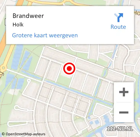 Locatie op kaart van de 112 melding: Brandweer Holk op 19 augustus 2017 14:35