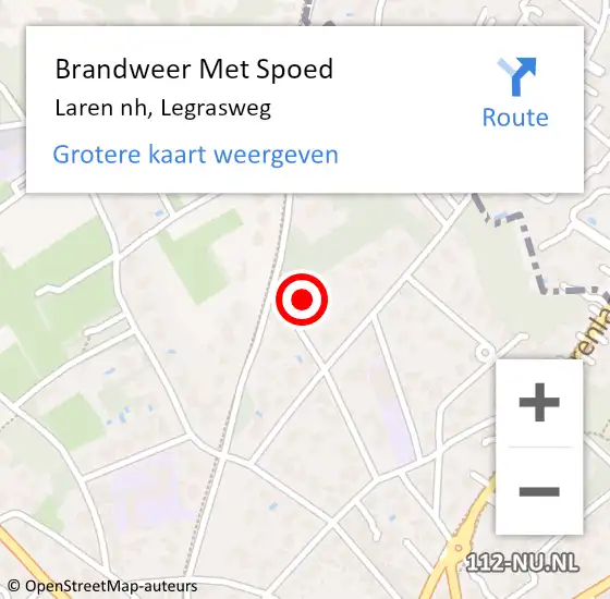 Locatie op kaart van de 112 melding: Brandweer Met Spoed Naar Laren nh, Legrasweg op 19 augustus 2017 14:56