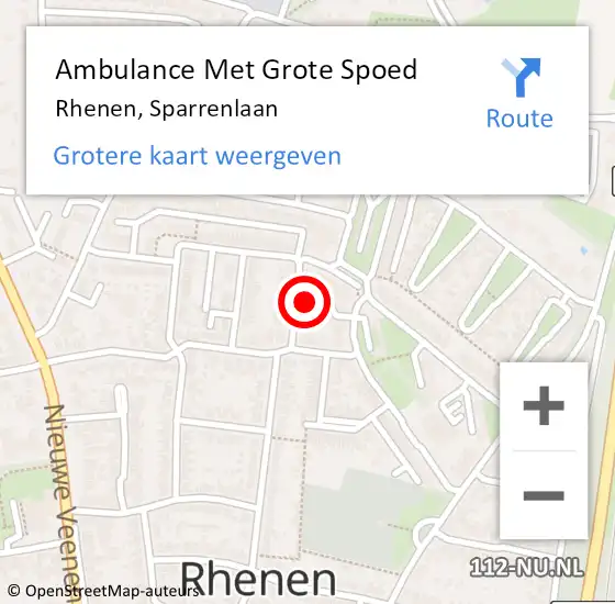 Locatie op kaart van de 112 melding: Ambulance Met Grote Spoed Naar Rhenen, Sparrenlaan op 19 augustus 2017 14:56