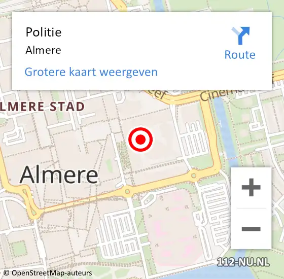 Locatie op kaart van de 112 melding: Politie Almere op 19 augustus 2017 15:33