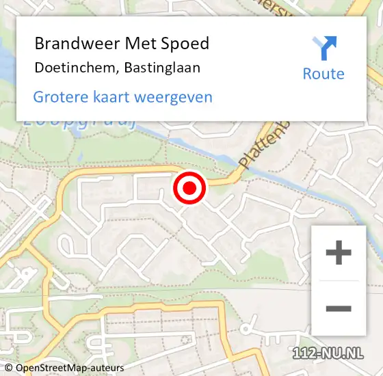 Locatie op kaart van de 112 melding: Brandweer Met Spoed Naar Doetinchem, Bastinglaan op 19 augustus 2017 15:52