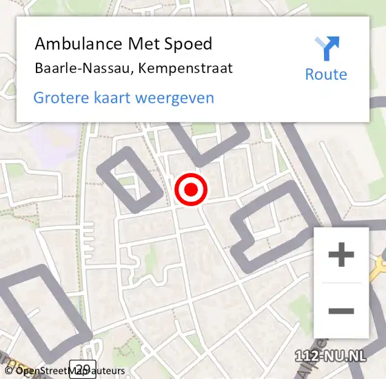 Locatie op kaart van de 112 melding: Ambulance Met Spoed Naar Baarle-Nassau, Kempenstraat op 19 augustus 2017 16:05