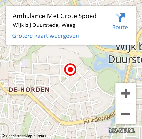 Locatie op kaart van de 112 melding: Ambulance Met Grote Spoed Naar Wijk bij Duurstede, Waag op 19 augustus 2017 18:00