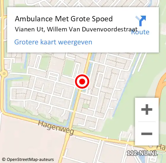 Locatie op kaart van de 112 melding: Ambulance Met Grote Spoed Naar Vianen Ut, Willem Van Duvenvoordestraat op 19 augustus 2017 18:00