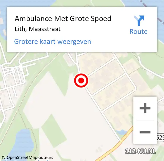 Locatie op kaart van de 112 melding: Ambulance Met Grote Spoed Naar Lith, Maasstraat op 19 augustus 2017 18:49