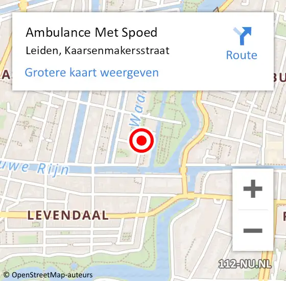 Locatie op kaart van de 112 melding: Ambulance Met Spoed Naar Leiden, Kaarsenmakersstraat op 19 augustus 2017 18:51