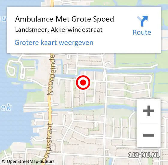 Locatie op kaart van de 112 melding: Ambulance Met Grote Spoed Naar Landsmeer, Akkerwindestraat op 19 augustus 2017 18:58