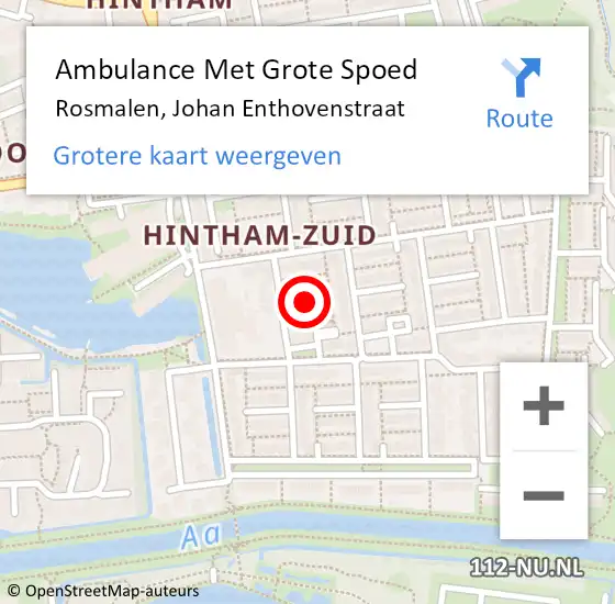 Locatie op kaart van de 112 melding: Ambulance Met Grote Spoed Naar Rosmalen, Johan Enthovenstraat op 19 augustus 2017 19:15