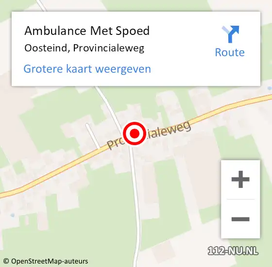 Locatie op kaart van de 112 melding: Ambulance Met Spoed Naar Oosteind, Provincialeweg op 19 augustus 2017 19:50