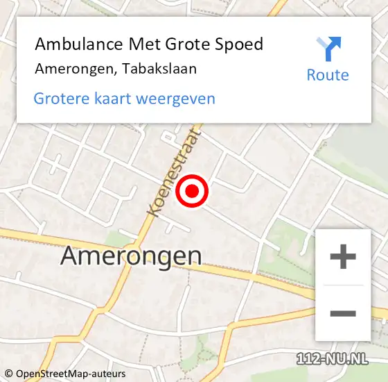 Locatie op kaart van de 112 melding: Ambulance Met Grote Spoed Naar Amerongen, Tabakslaan op 19 augustus 2017 20:36