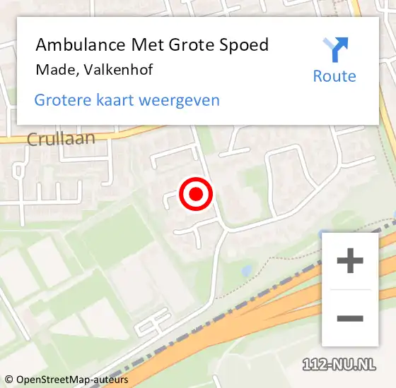 Locatie op kaart van de 112 melding: Ambulance Met Grote Spoed Naar Made, Valkenhof op 19 augustus 2017 20:41