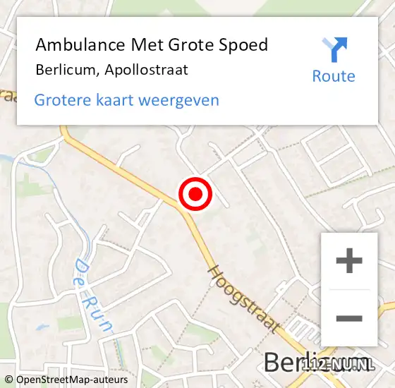 Locatie op kaart van de 112 melding: Ambulance Met Grote Spoed Naar Berlicum, Apollostraat op 19 augustus 2017 21:09