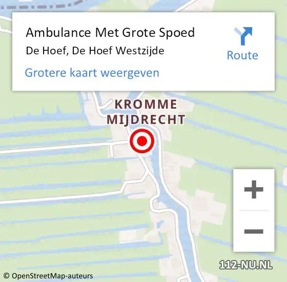 Locatie op kaart van de 112 melding: Ambulance Met Grote Spoed Naar De Hoef, De Hoef Westzijde op 19 augustus 2017 21:10