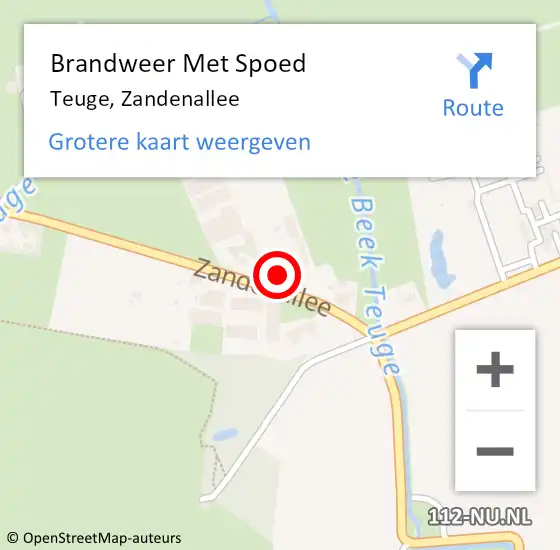 Locatie op kaart van de 112 melding: Brandweer Met Spoed Naar Teuge, Zandenallee op 19 augustus 2017 21:26