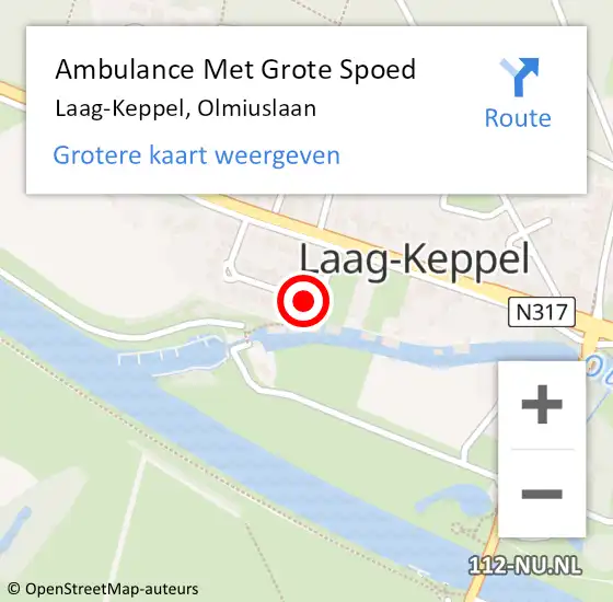 Locatie op kaart van de 112 melding: Ambulance Met Grote Spoed Naar Laag-Keppel, Olmiuslaan op 19 augustus 2017 21:32