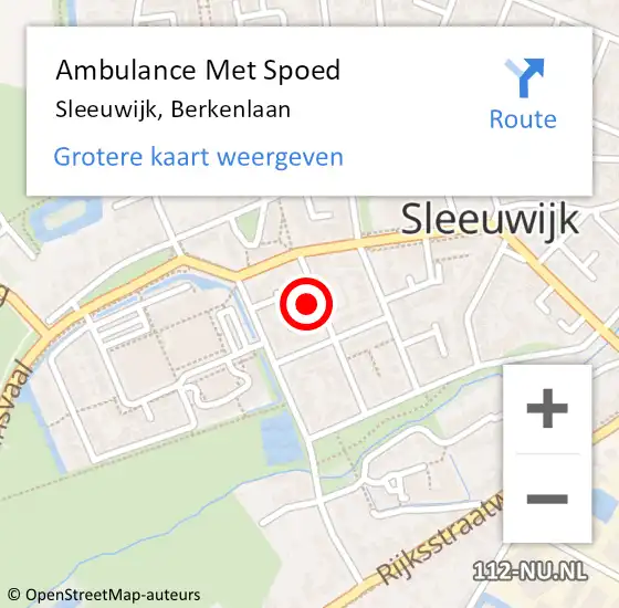 Locatie op kaart van de 112 melding: Ambulance Met Spoed Naar Sleeuwijk, Berkenlaan op 19 augustus 2017 21:46