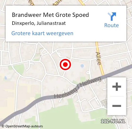 Locatie op kaart van de 112 melding: Brandweer Met Grote Spoed Naar Dinxperlo, Julianastraat op 19 augustus 2017 22:05