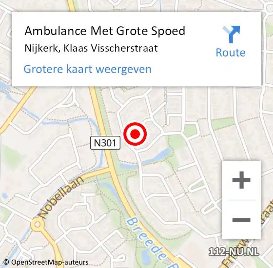 Locatie op kaart van de 112 melding: Ambulance Met Grote Spoed Naar Nijkerk, Klaas Visscherstraat op 19 augustus 2017 22:11