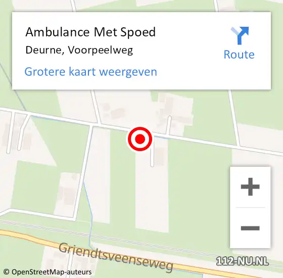 Locatie op kaart van de 112 melding: Ambulance Met Spoed Naar Deurne, Voorpeelweg op 19 augustus 2017 22:17