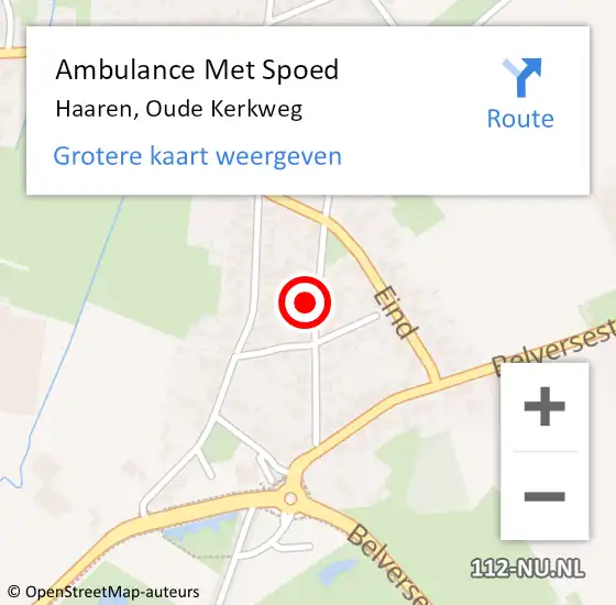 Locatie op kaart van de 112 melding: Ambulance Met Spoed Naar Haaren, Oude Kerkweg op 19 augustus 2017 22:22