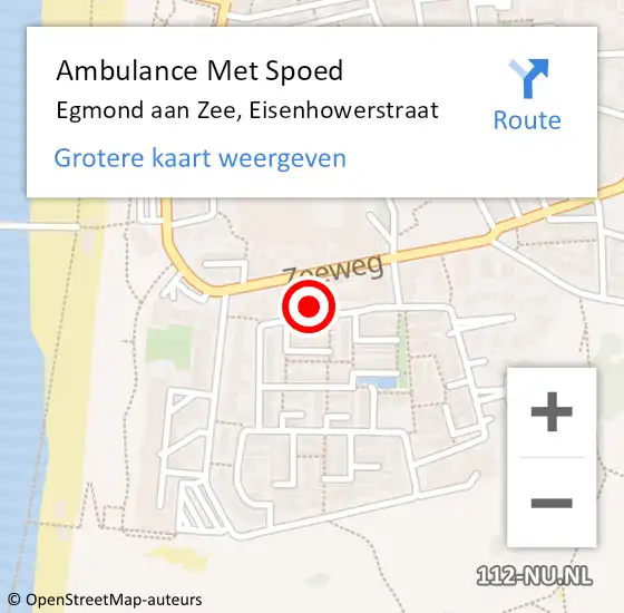 Locatie op kaart van de 112 melding: Ambulance Met Spoed Naar Egmond aan Zee, Eisenhowerstraat op 19 augustus 2017 22:30