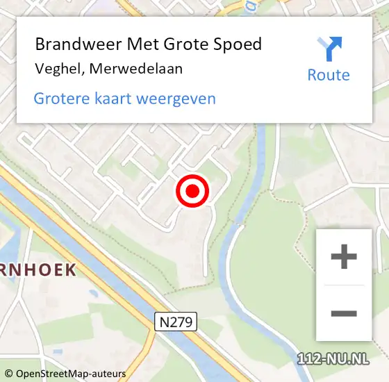 Locatie op kaart van de 112 melding: Brandweer Met Grote Spoed Naar Veghel, Merwedelaan op 19 augustus 2017 23:38
