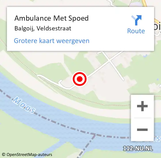 Locatie op kaart van de 112 melding: Ambulance Met Spoed Naar Balgoij, Veldsestraat op 19 augustus 2017 23:56