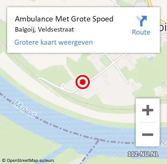 Locatie op kaart van de 112 melding: Ambulance Met Grote Spoed Naar Balgoij, Veldsestraat op 19 augustus 2017 23:58