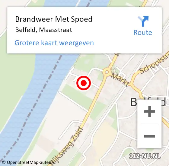 Locatie op kaart van de 112 melding: Brandweer Met Spoed Naar Belfeld, Maasstraat op 20 augustus 2017 00:17