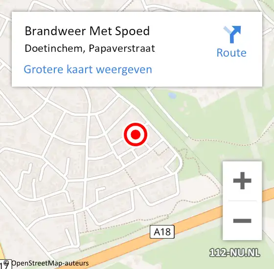 Locatie op kaart van de 112 melding: Brandweer Met Spoed Naar Doetinchem, Papaverstraat op 20 augustus 2017 00:38